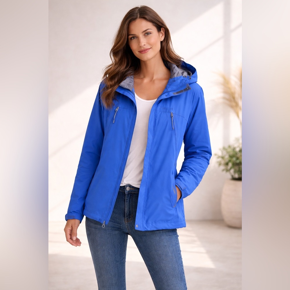 Marmot Blue Performance Rain Jacket Waterproof Ho… - image 1